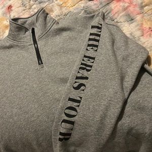 Taylor Swift The Eras Tour Official Merch Gray 3/4 zip mock neck pullover